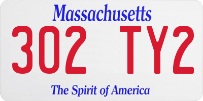 MA license plate 302TY2