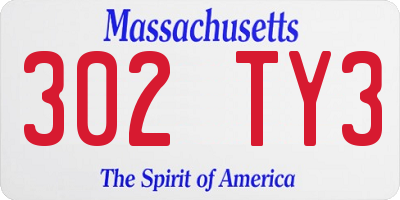 MA license plate 302TY3