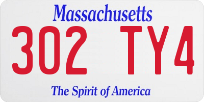 MA license plate 302TY4