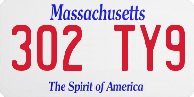 MA license plate 302TY9