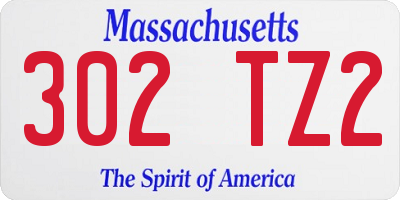 MA license plate 302TZ2