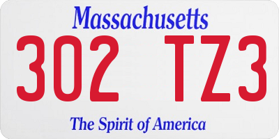MA license plate 302TZ3