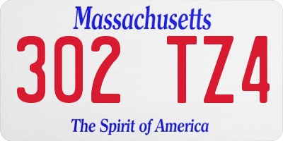 MA license plate 302TZ4