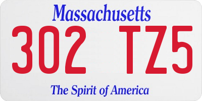 MA license plate 302TZ5