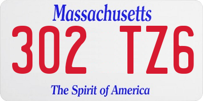 MA license plate 302TZ6