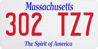 MA license plate 302TZ7