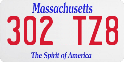 MA license plate 302TZ8