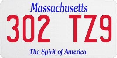MA license plate 302TZ9
