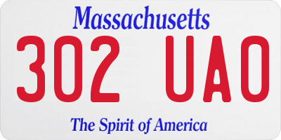 MA license plate 302UA0