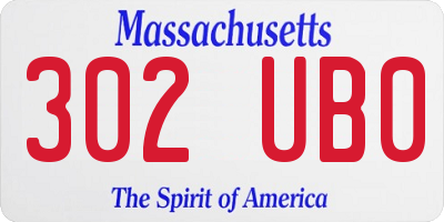 MA license plate 302UB0