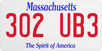 MA license plate 302UB3