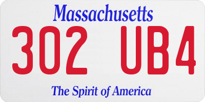 MA license plate 302UB4