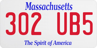 MA license plate 302UB5