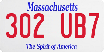 MA license plate 302UB7