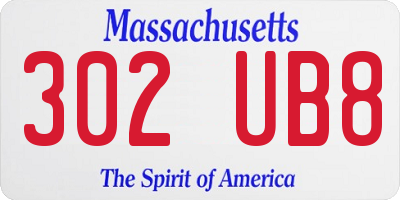 MA license plate 302UB8