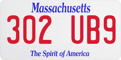 MA license plate 302UB9