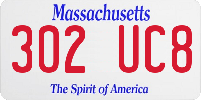 MA license plate 302UC8