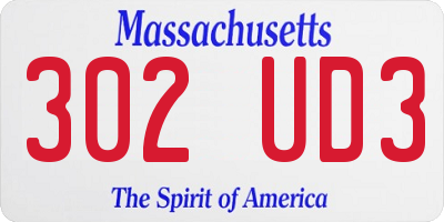 MA license plate 302UD3