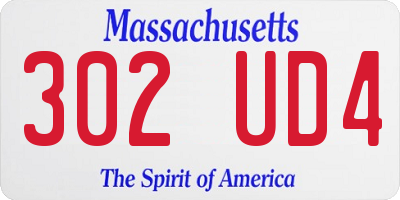 MA license plate 302UD4
