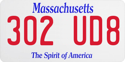 MA license plate 302UD8