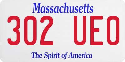 MA license plate 302UE0