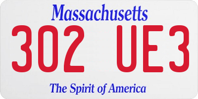 MA license plate 302UE3