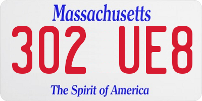 MA license plate 302UE8
