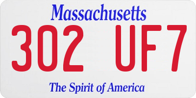 MA license plate 302UF7