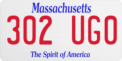 MA license plate 302UG0