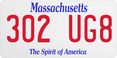 MA license plate 302UG8