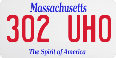 MA license plate 302UH0