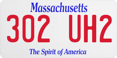 MA license plate 302UH2