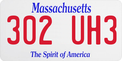 MA license plate 302UH3