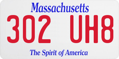 MA license plate 302UH8