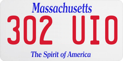 MA license plate 302UI0