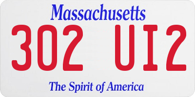 MA license plate 302UI2