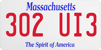 MA license plate 302UI3