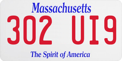 MA license plate 302UI9