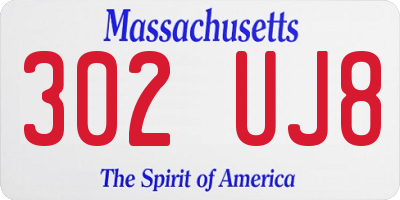 MA license plate 302UJ8
