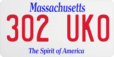 MA license plate 302UK0
