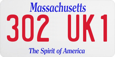 MA license plate 302UK1