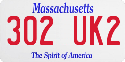 MA license plate 302UK2