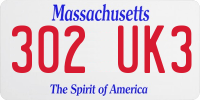 MA license plate 302UK3