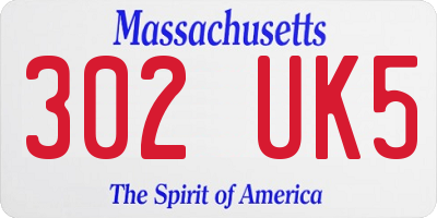 MA license plate 302UK5