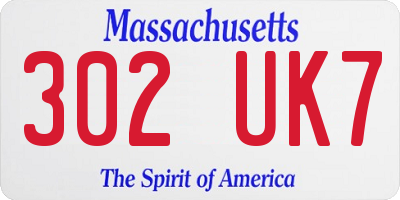 MA license plate 302UK7