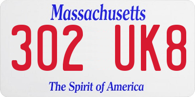 MA license plate 302UK8