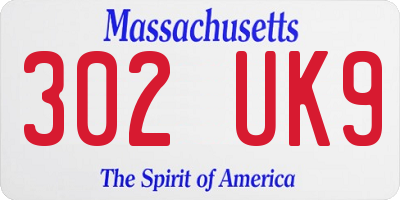 MA license plate 302UK9