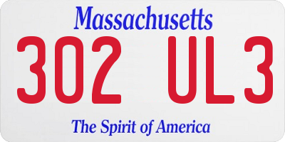 MA license plate 302UL3