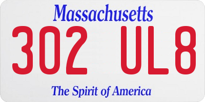MA license plate 302UL8