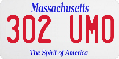 MA license plate 302UM0